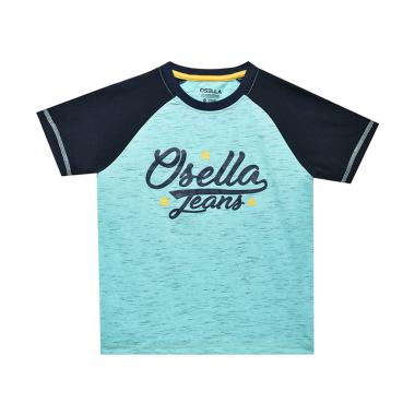 Osella Kids Solid White Kids Print Jeans T-Shirt Anak - Baby Blue