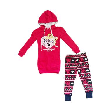 Walton Hoody Panjang dan Legging Setelan Pakaian Anak - Red