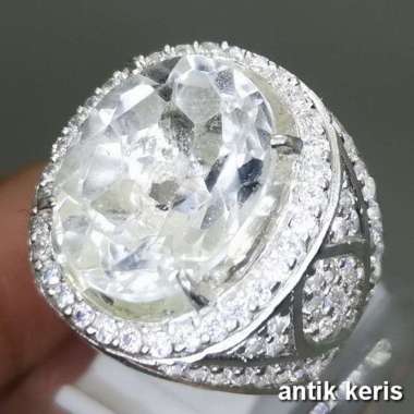 Batu Akik Kecubung Es Kristal Putih Asli Natural Cincin Perak 925