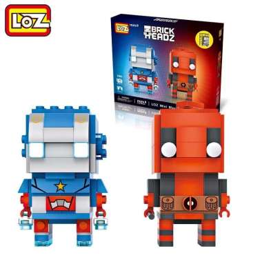 EXCLUSIVE LOZ Mini Brick Headz 2 in 1 Captain America & Deadpool