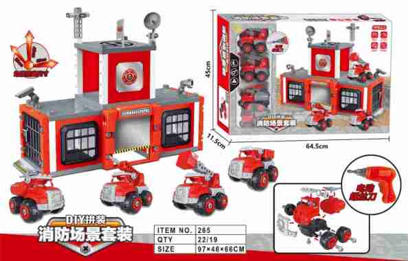 SK-M157 Mainan Anak DIY Set Mobil Mobilan Konstruksi Mobil Pemadam Kebakaran / Mobil Tentara MERAH P