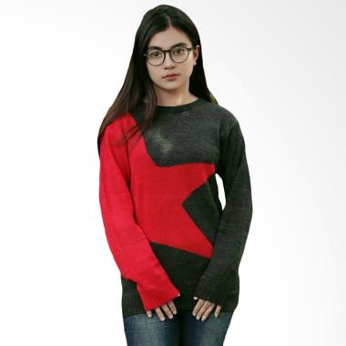 DEcTionS Tribal Big Star Sweater Rajut Wanita - Red