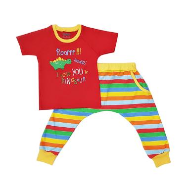 Toadies Dino I Love You Harem Pants Pajamas Setelan Baju Tidur Anak & Celana Balon [Size 12M-3Y]
