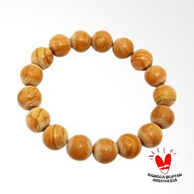 Vee Batu Fosil Kayu Gelang Unisex Terapi Kesehatan [12 mm] Coklat