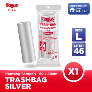 Kantong Sampah Bagus Trash Bag Roll 60 x 80 cm 24's - 46 L Silver