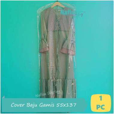 Nafisa Display 1 Pc Cover Baju Gamis 55x137 Cm Mika Pelindung Pakaian Gantung Anti Debu Transparan