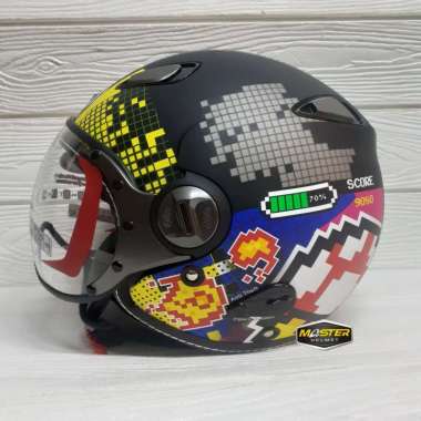 HELM KYT ELSICO #7 BLACK MATT YELLOW RED KYT HALF FACE L