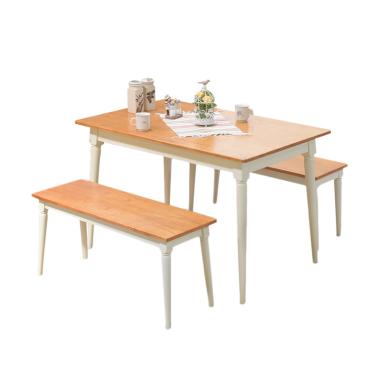 Livien Furniture 2 Bench Set Meja Makan - Coklat Muda