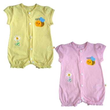 PLEU Kodok Jaquard Bee Jumpsuit/Babysuit Bayi Perempuan 6 bulan Pink