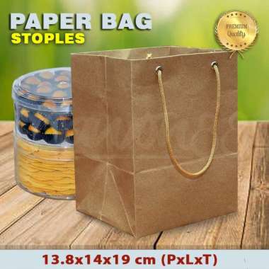 Paper Bag Kue Kering - Paper Bag Toples - Paper Bag Polos - Paper Bag COKLAT- 13,8x14x19 (20 pcs)