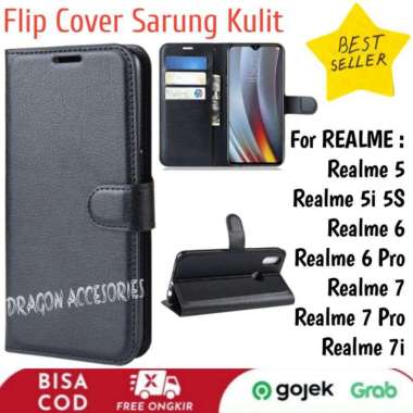 Flip Kulit Realme 5 5i 5S 7i 6 7 Pro Leather Case Sarung Dompet Casing Wallet Book Cover Shockproof