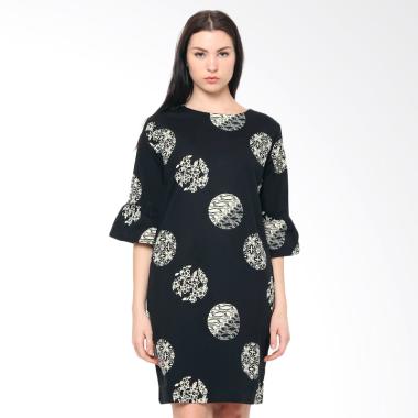 FBW Sonia Flutted Piring Sleeves Batik Dress - Hitam