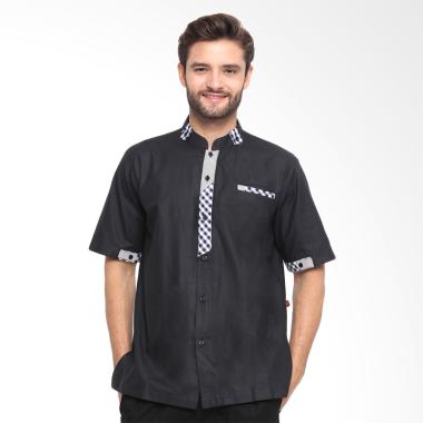 JAVA SEVEN Koko Tangan Pendek Baju Muslim Pria - Hitam Komb [JSR 341]