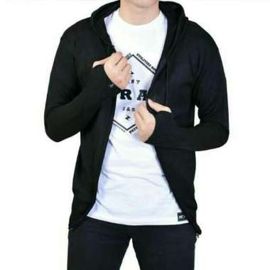 Jaket Arriell Rajut Pria Jempol Polos Sweater Arriel / Knitting Jacket Sweater Roundhand with Hoodie