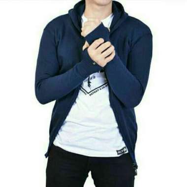 Jaket Arriell Rajut Pria Jempol Polos Sweater Arriel / Knitting Jacket Sweater Roundhand with Hoodie