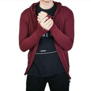 Jaket Arriell Rajut Pria Jempol Polos Sweater Arriel / Knitting Jacket Sweater Roundhand with Hoodie