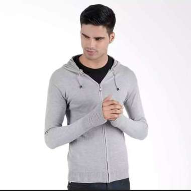 Jaket Arriell Rajut Pria Jempol Polos Sweater Arriel / Knitting Jacket Sweater Roundhand with Hoodie