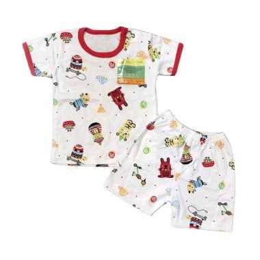 Aruchi Motif Funny Stuff Oblong Pendek Setelan Baju Tidur Anak - Merah