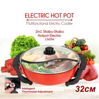 Hotpot Panci Electrical Elektrik Shabu Sukiyaki Grill Double Hot Pot Merah