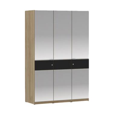 Pro Design Inbiz 3 Pintu FFF Lemari Pakaian - Yellow Oak Leather Black