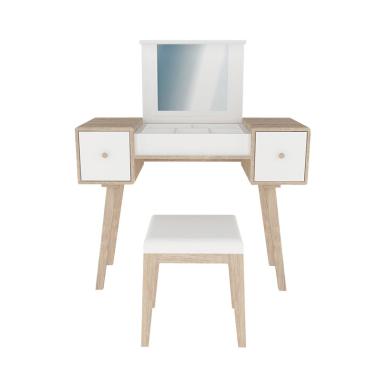 Creova Square Lipat Modern Set Meja Rias - Natural Oak