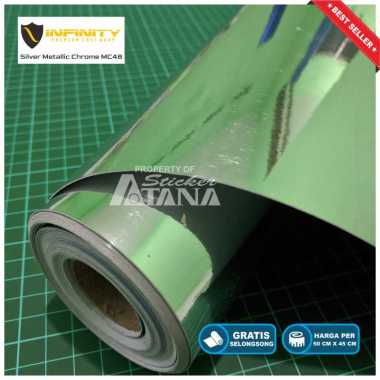 Skotlet Chrome Silver Scotlet Infinity Metalik Crome Stiker Crom Perak Lentur Sticker Meteran Decal