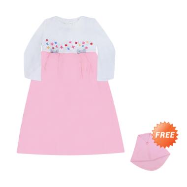 MacBear MacBee Kids Azahra Baju Gamis Anak - Pink + Free Hijab