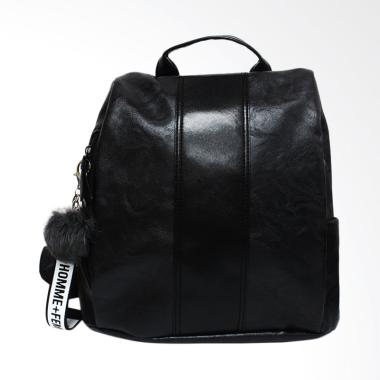 Shine Accessories TL0096 S.51 Kulit Polos Tas Ransel Wanita - Black