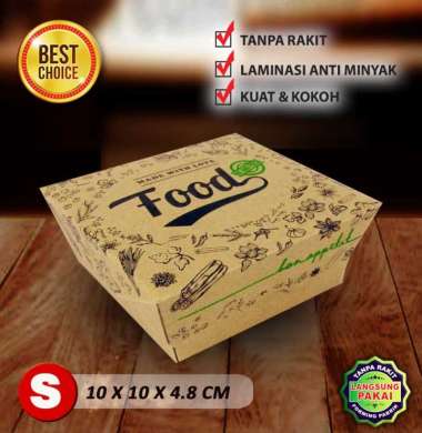 Lunch Box Paper KRAFT COKLAT - MOTIF FOOD | S - (50 pcs)