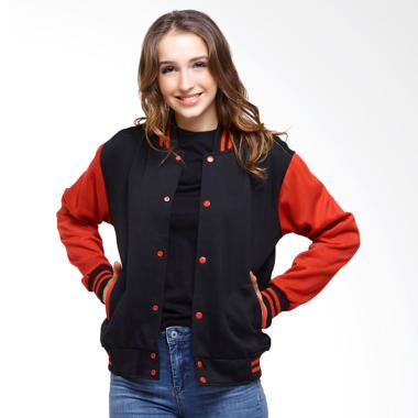 DEcTionS Baseball Varsity Jaket Wanita - Hitam Merah