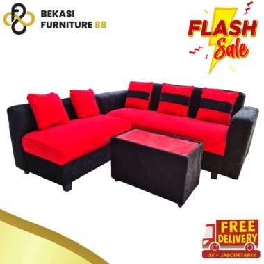 SOFA L PUTUS MINIMALIS COKLAT MERAH