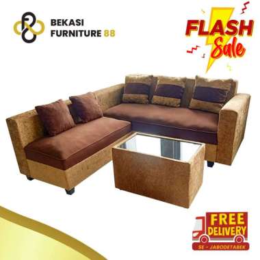 SOFA L PUTUS MINIMALIS COKLAT COKLAT