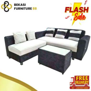 SOFA L PUTUS MINIMALIS COKLAT ABU