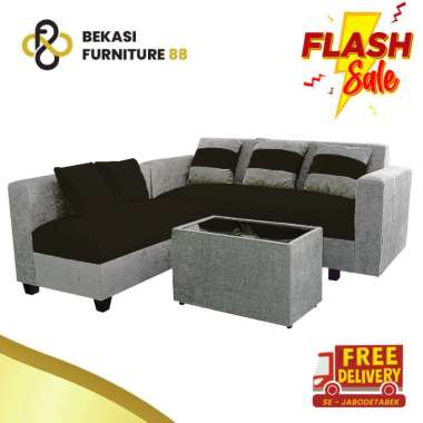 SOFA L PUTUS MINIMALIS COKLAT Hitam - abu