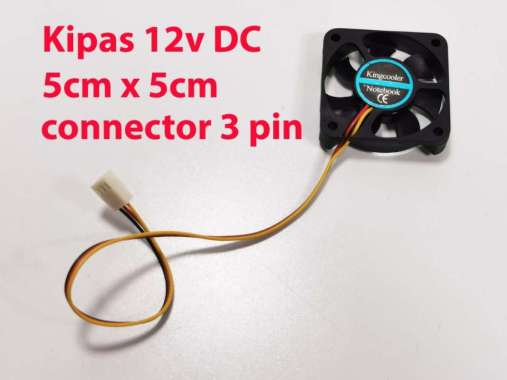 kipas 12v dc 5cm x 5cm 3 pin konektor - cooling fan connector hitam