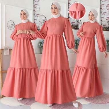 Gamis Dress Muslim Terbaru Lebaran 2021 Model Malika Busui Maxi Dress Lengan Balon Fashion acara Ari