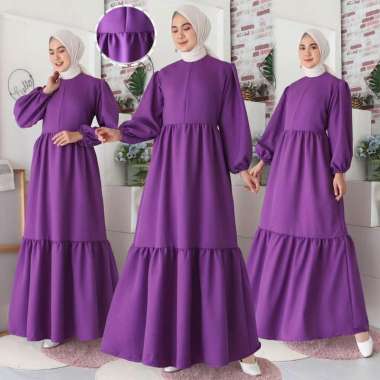 Gamis Dress Muslim Terbaru Lebaran 2021 Model Malika Busui Maxi Dress Lengan Balon Fashion acara Ari