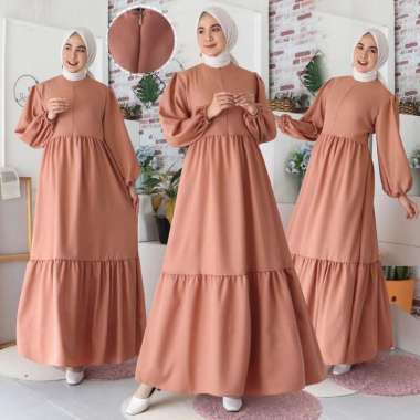 Gamis Dress Muslim Terbaru Lebaran 2021 Model Malika Busui Maxi Dress Lengan Balon Fashion acara Ari
