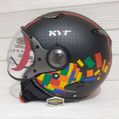HELM KYT ELSICO MOTIF SERI 5 BLACK MATT BLACK RED XL