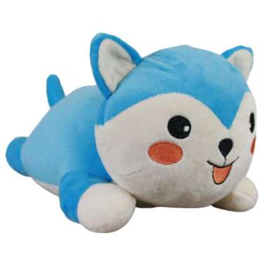 HEAVEN Boneka Husky Tidur Dengan Suara, Cute Lying Husky With Sound Ukuran M Blue