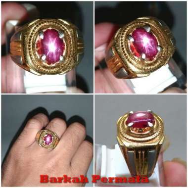Batu Cincin Akik Merah Ruby Star Asli Ungu