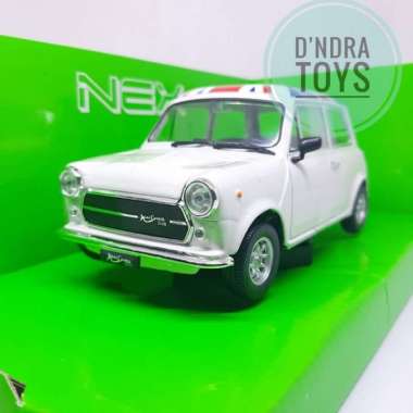 diecast miniatur mobil klasik Mini Cooper 1300 English Flag Welly 1:24