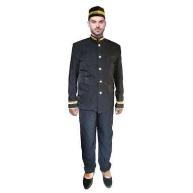 Setelan Pakaian Pria Beskap Sunda Bordir Celana Peci Hitam L