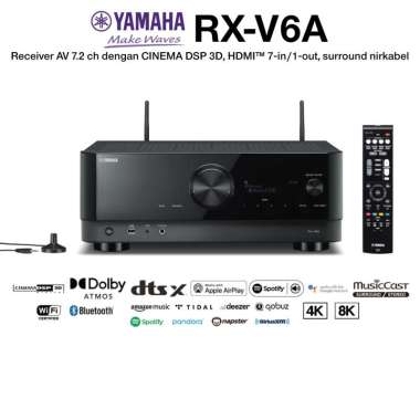Yamaha RX-V6A Dolby Atmos Streamer Home Theatre Amplifier, Receiver AV 7.2 ch dengan CINEMA DSP 3D, HDMI™ 7-in/1-out, surround nirkabel Wireless
