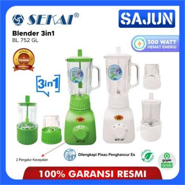 SEKAI Blender Kaca 3in1 BL752GL Pelumat 1 Liter BL 752 GL Hijau