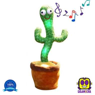 Dancing Cactus LED ORIGINAL - Boneka Kaktus Pintar Joget Goyang Nyanyi