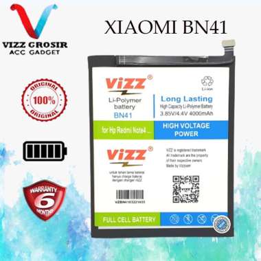 Baterai Vizz Xiaomi BN41 Batre Redmi Note 4 / Note 4X MEDIATEK Original