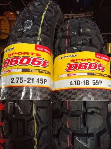 Paket Ban Dunlop D605 275 - 21 Dan 410 - 18 TRAIL TUBETYPE