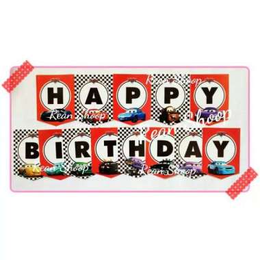 banner flag bunting flag garland flag ulang tahun karakter cars mcqueen