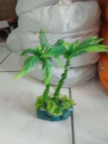 Aquarium aquascape hiasan replika pohon kelapa 2 ornament